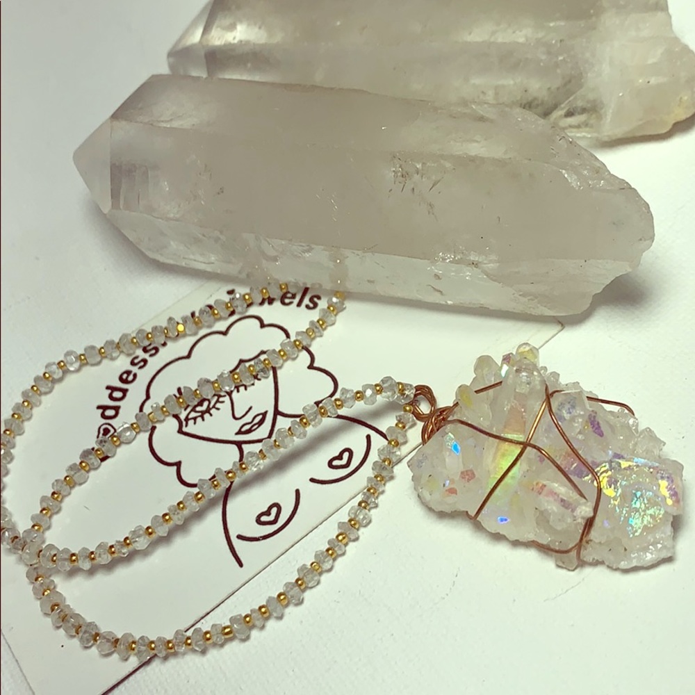 Angel Aura and Rose Quartz choker